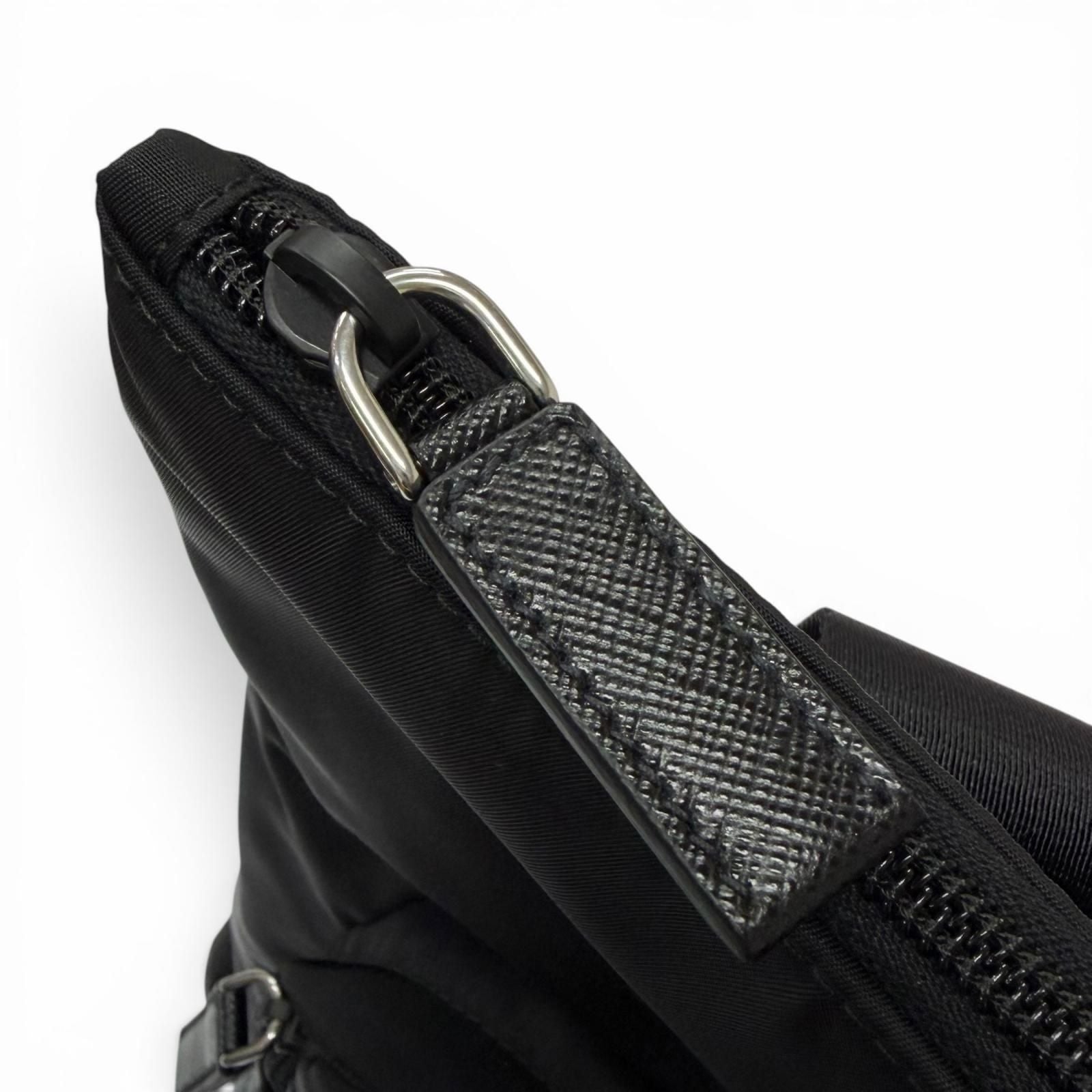 Prada Triangle Logo Saffiano Leather Re-Nylon 2-Way Backpack Tote Black — view 9