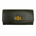 Fendi Peekaboo Leather Continental Wallet Dark Green Gold
