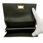 Fendi Peekaboo Leather Continental Wallet Dark Green Gold — view 6