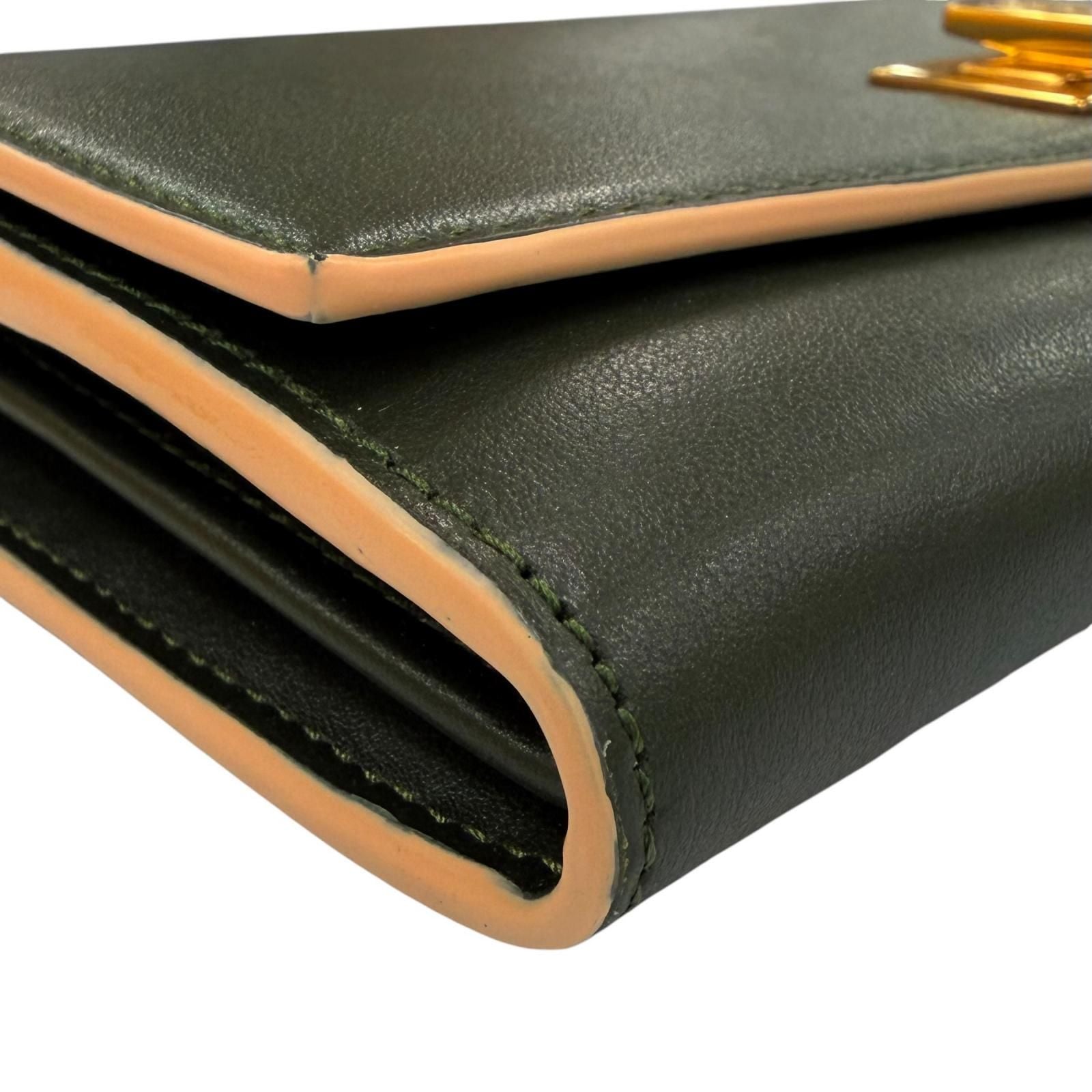 Fendi Peekaboo Leather Continental Wallet Dark Green Gold — view 5