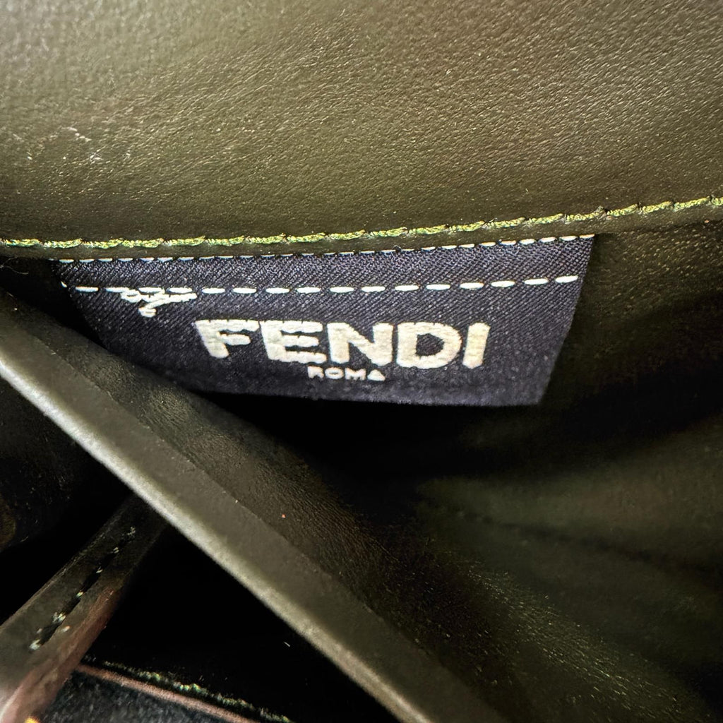 Fendi Peekaboo Leather Continental Wallet Dark Green Gold — view 9