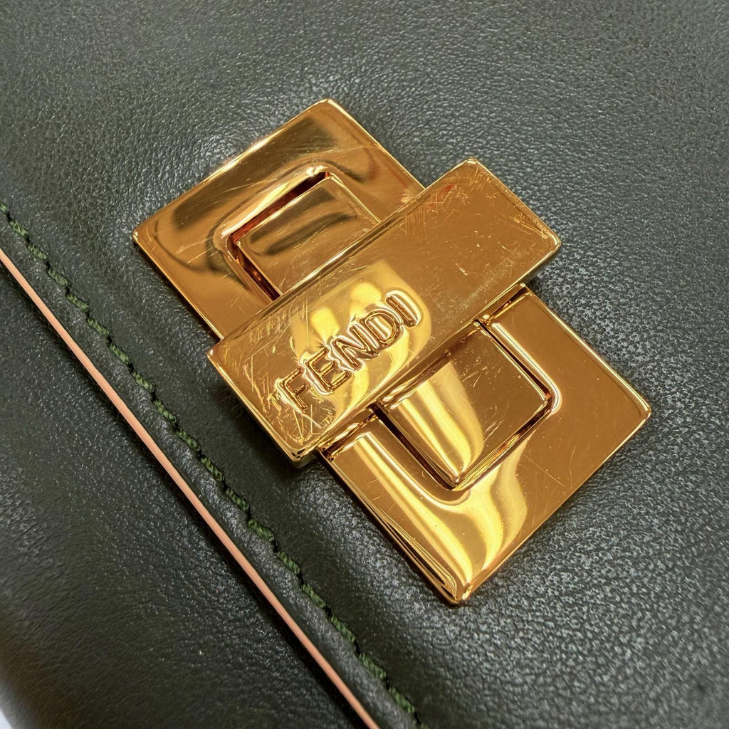 Fendi Peekaboo Leather Continental Wallet Dark Green Gold — view 8