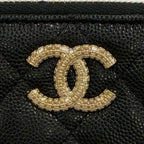 Chanel Quilted Caviar Leather Zip Small Wallet Rando Bifold Black — view 8