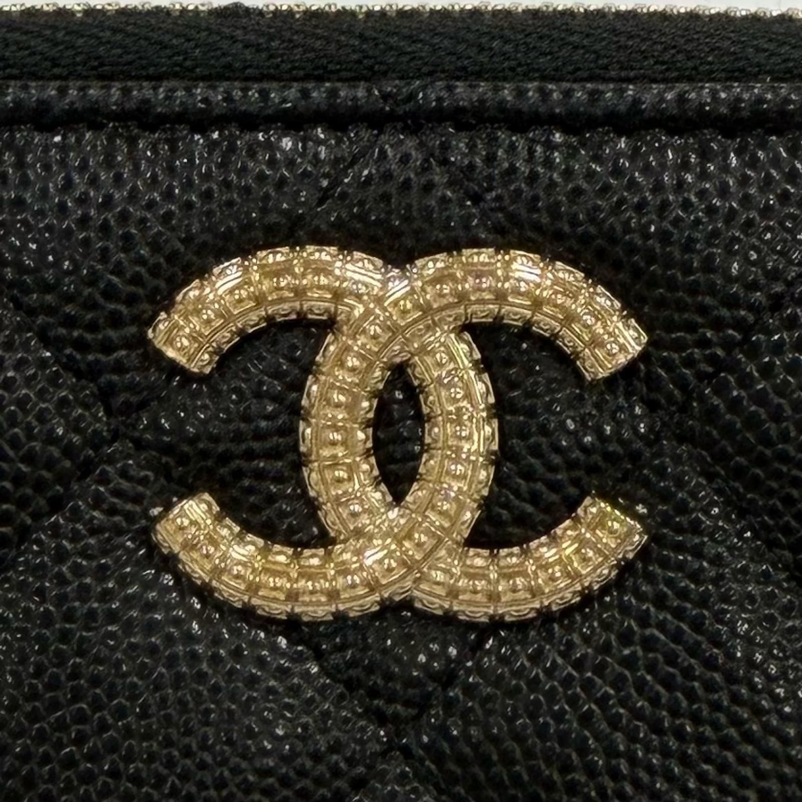 Chanel Quilted Caviar Leather Zip Small Wallet Rando Bifold Black — view 8