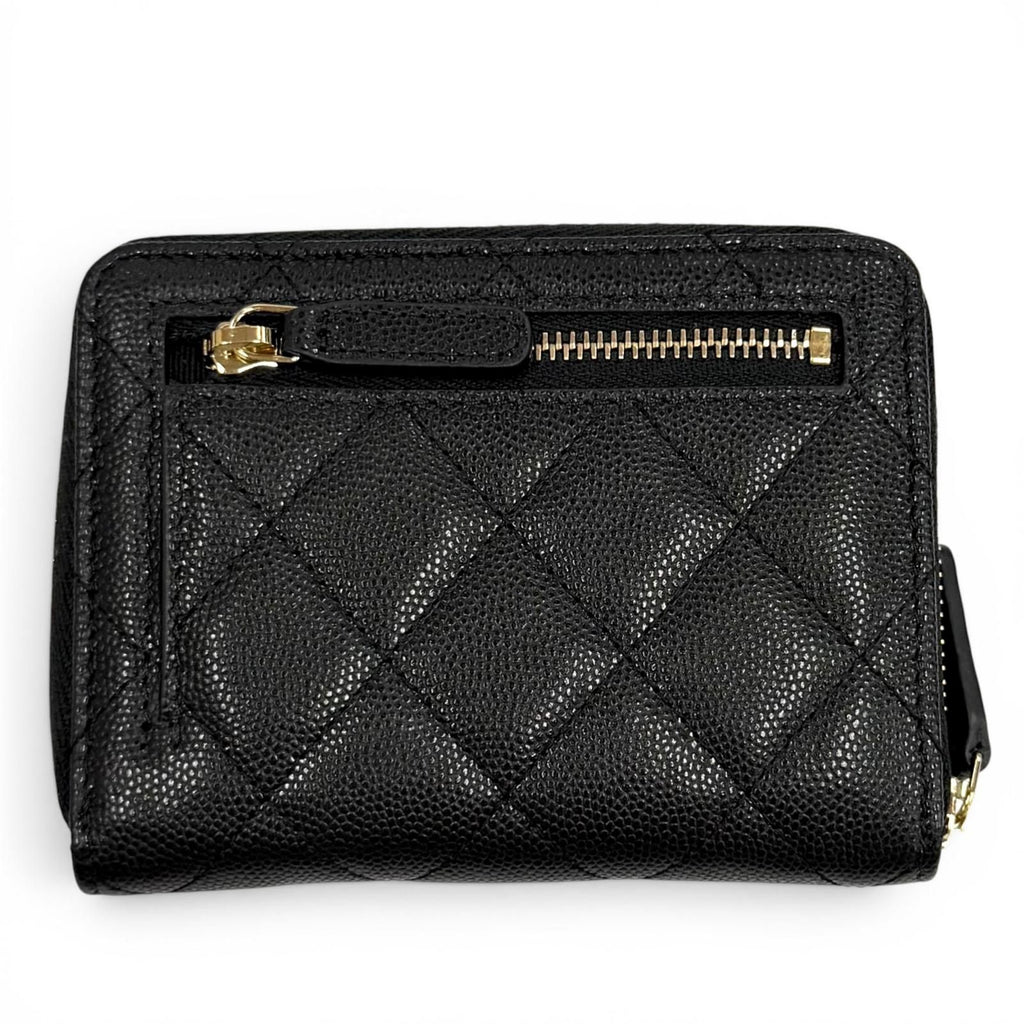 Chanel Quilted Caviar Leather Zip Small Wallet Rando Bifold Black — view 3