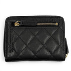 Chanel Quilted Caviar Leather Zip Small Wallet Rando Bifold Black — view 3