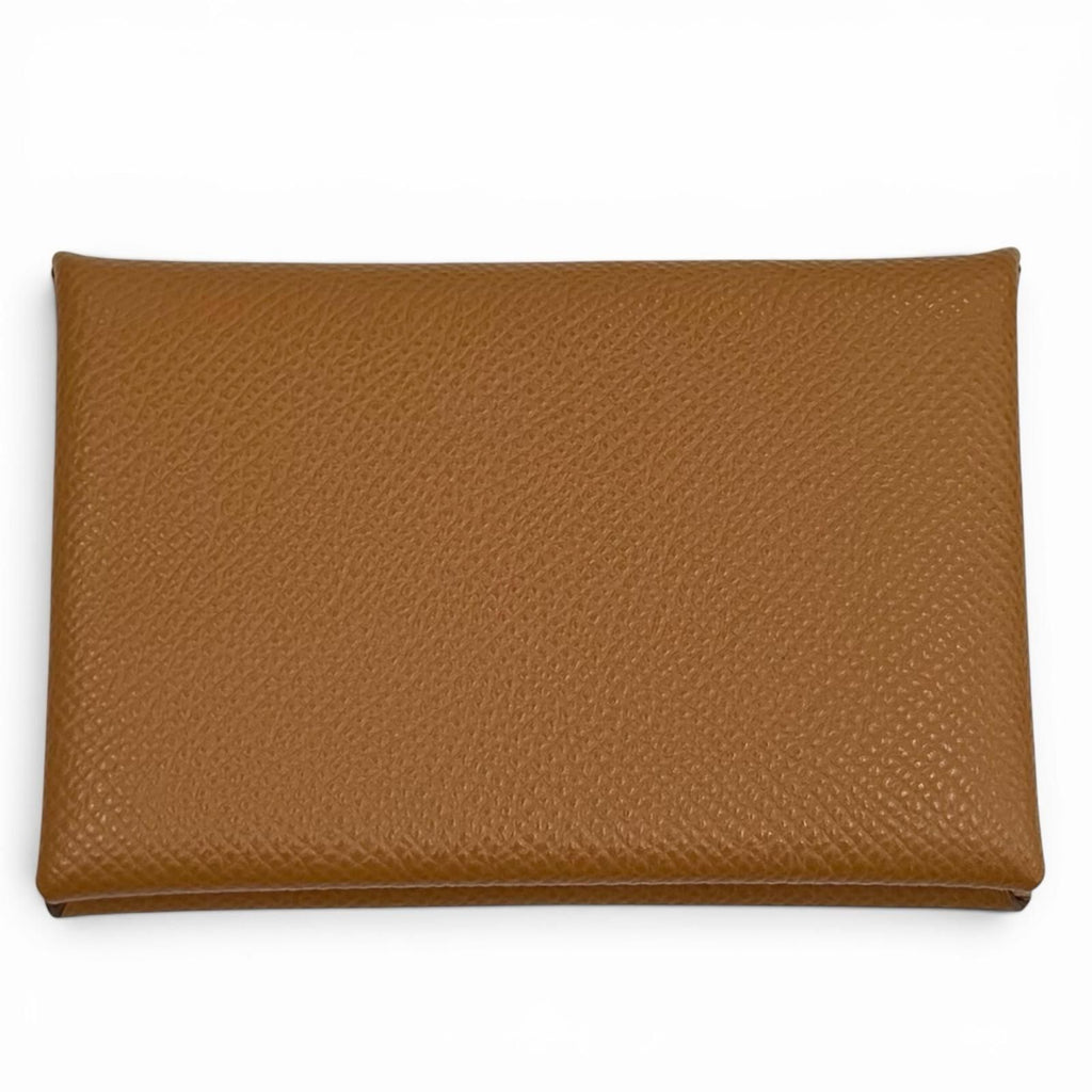 Hermes Calvi Gold Veau Epsom Silver Business Card Holder Case — view 3