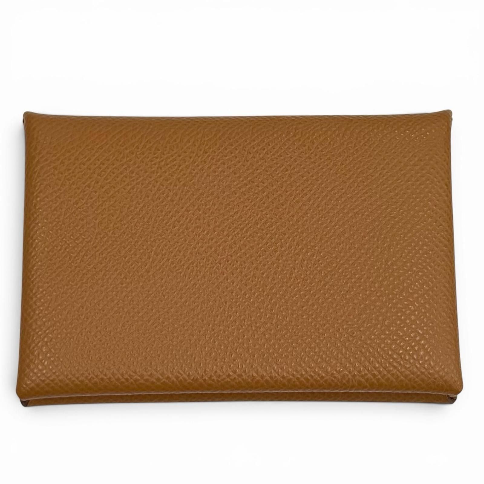 Hermes Calvi Gold Veau Epsom Silver Business Card Holder Case — view 3