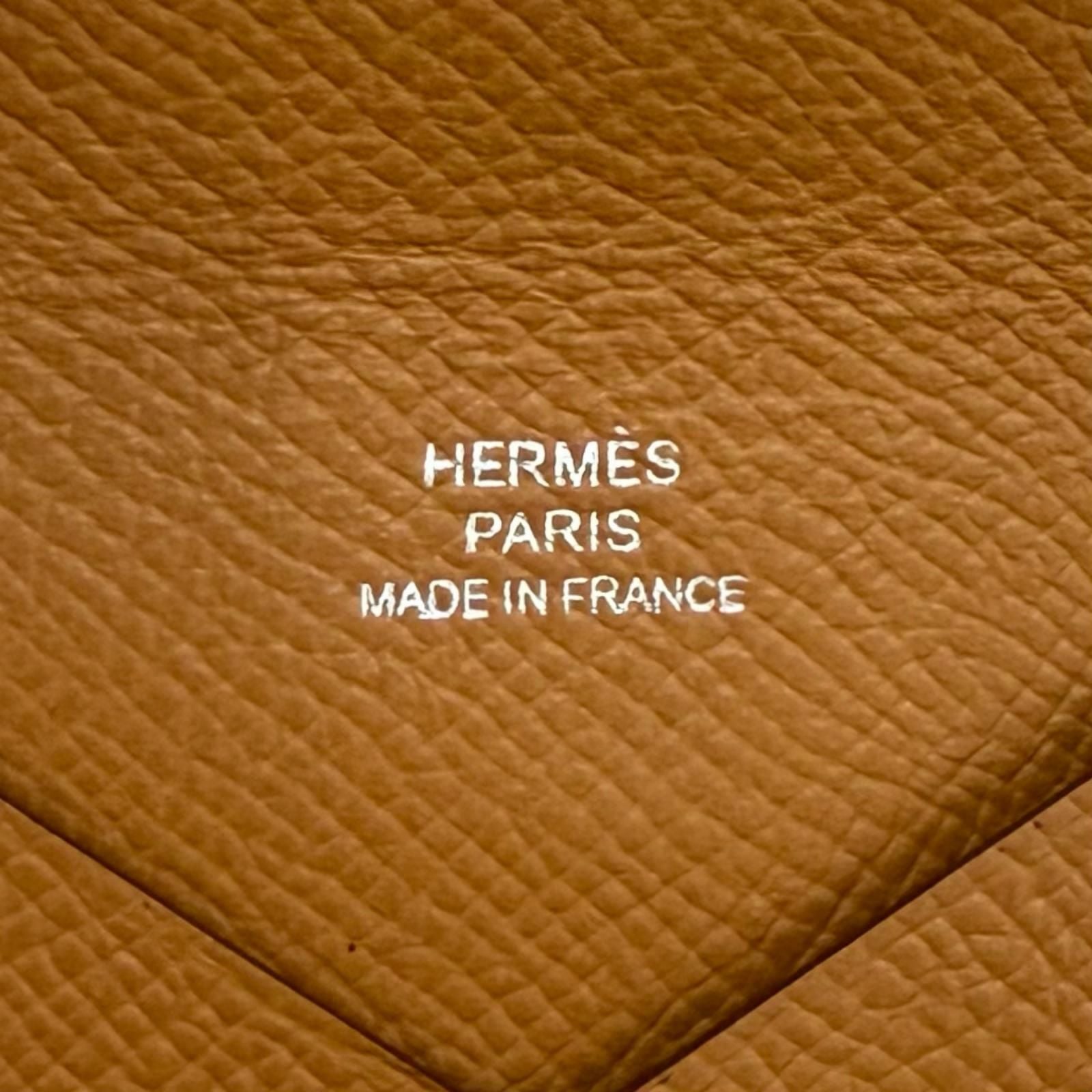 Hermes Calvi Gold Veau Epsom Silver Business Card Holder Case — view 7