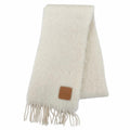Loewe Mohair Wool Anag Lambskin Patch Fringe Scarf Ivory