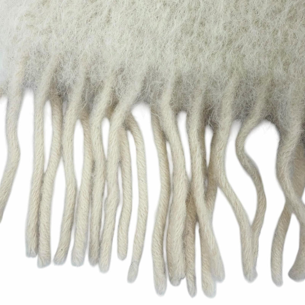 Loewe Mohair Wool Anag Lambskin Patch Fringe Scarf Ivory — view 5