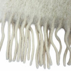 Loewe Mohair Wool Anag Lambskin Patch Fringe Scarf Ivory — view 5