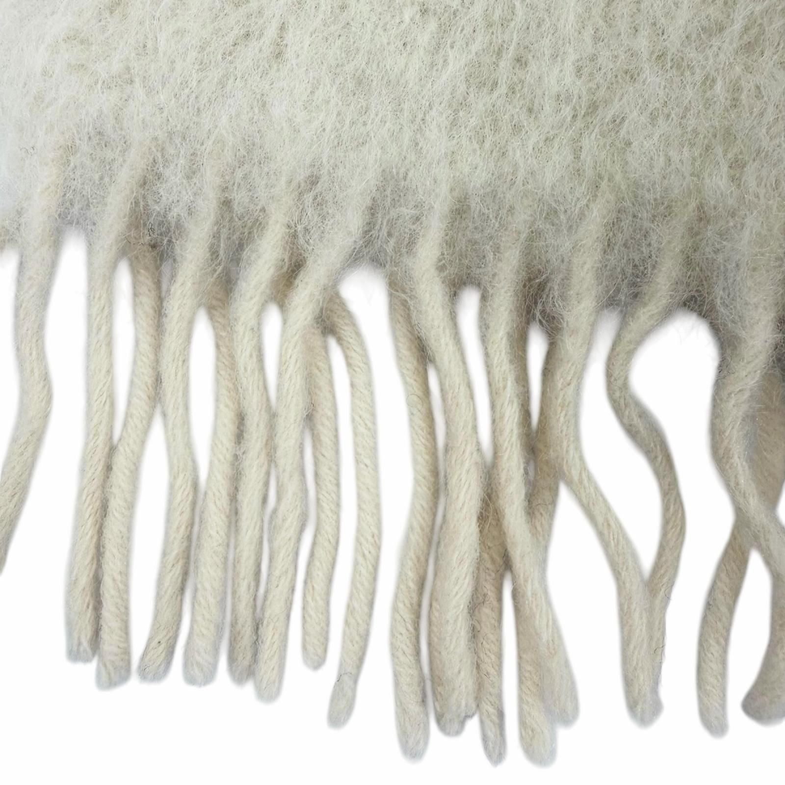 Loewe Mohair Wool Anag Lambskin Patch Fringe Scarf Ivory — view 5
