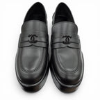 Chanel CC Logo with Thick Sole Leather Loafers Black — view 7