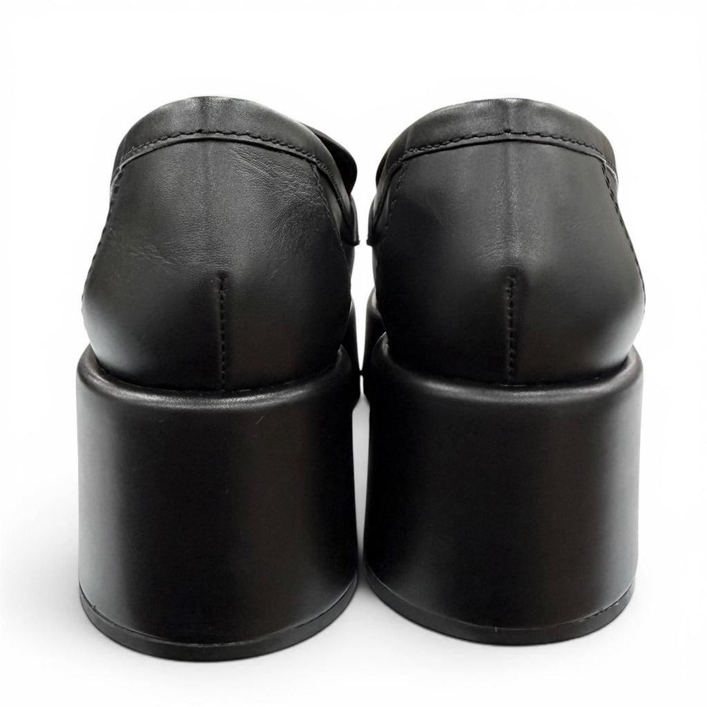 Chanel CC Logo with Thick Sole Leather Loafers Black — view 5
