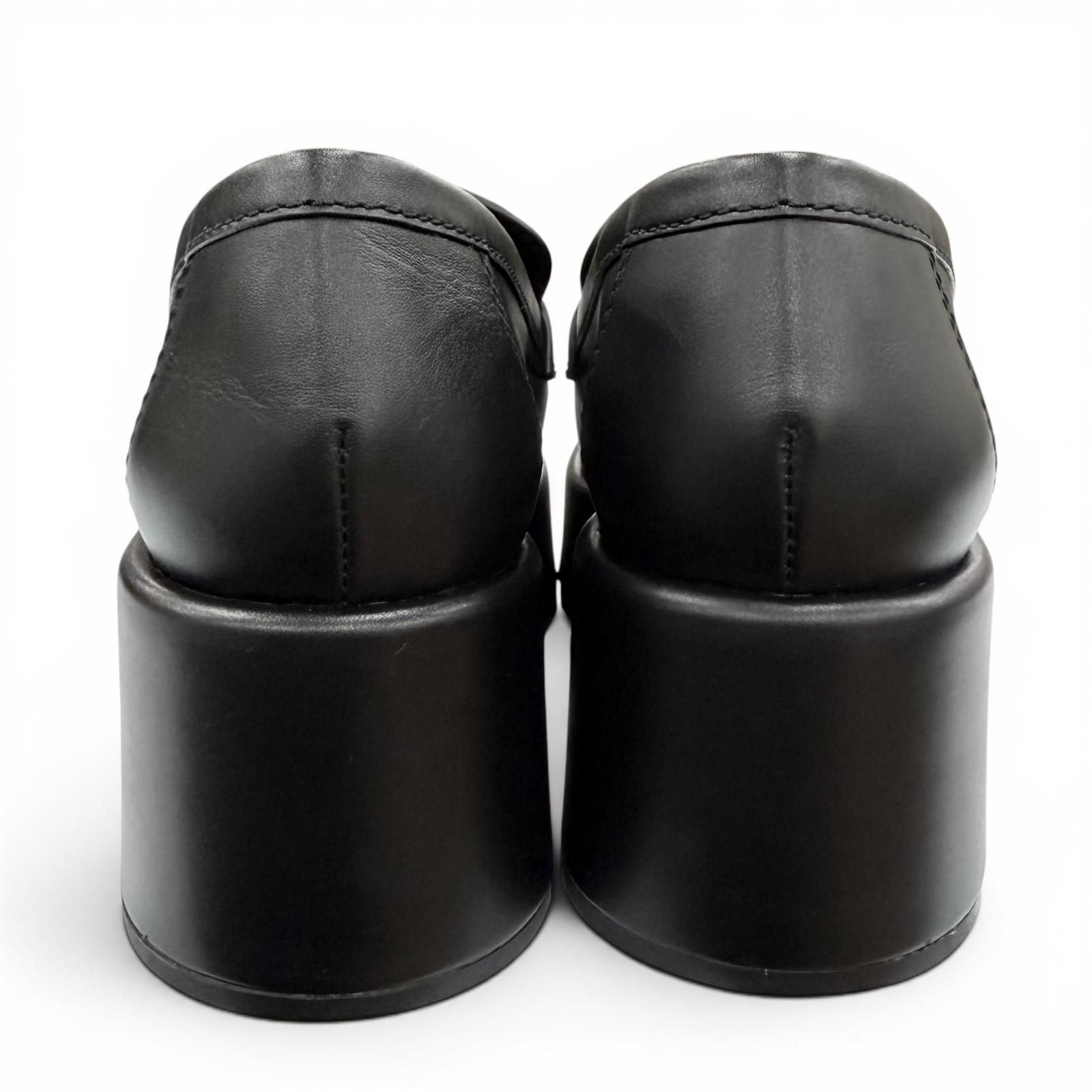 Chanel CC Logo with Thick Sole Leather Loafers Black — view 5