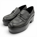 Chanel CC Logo with Thick Sole Leather Loafers Black