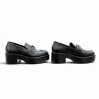 Chanel CC Logo with Thick Sole Leather Loafers Black — view 4