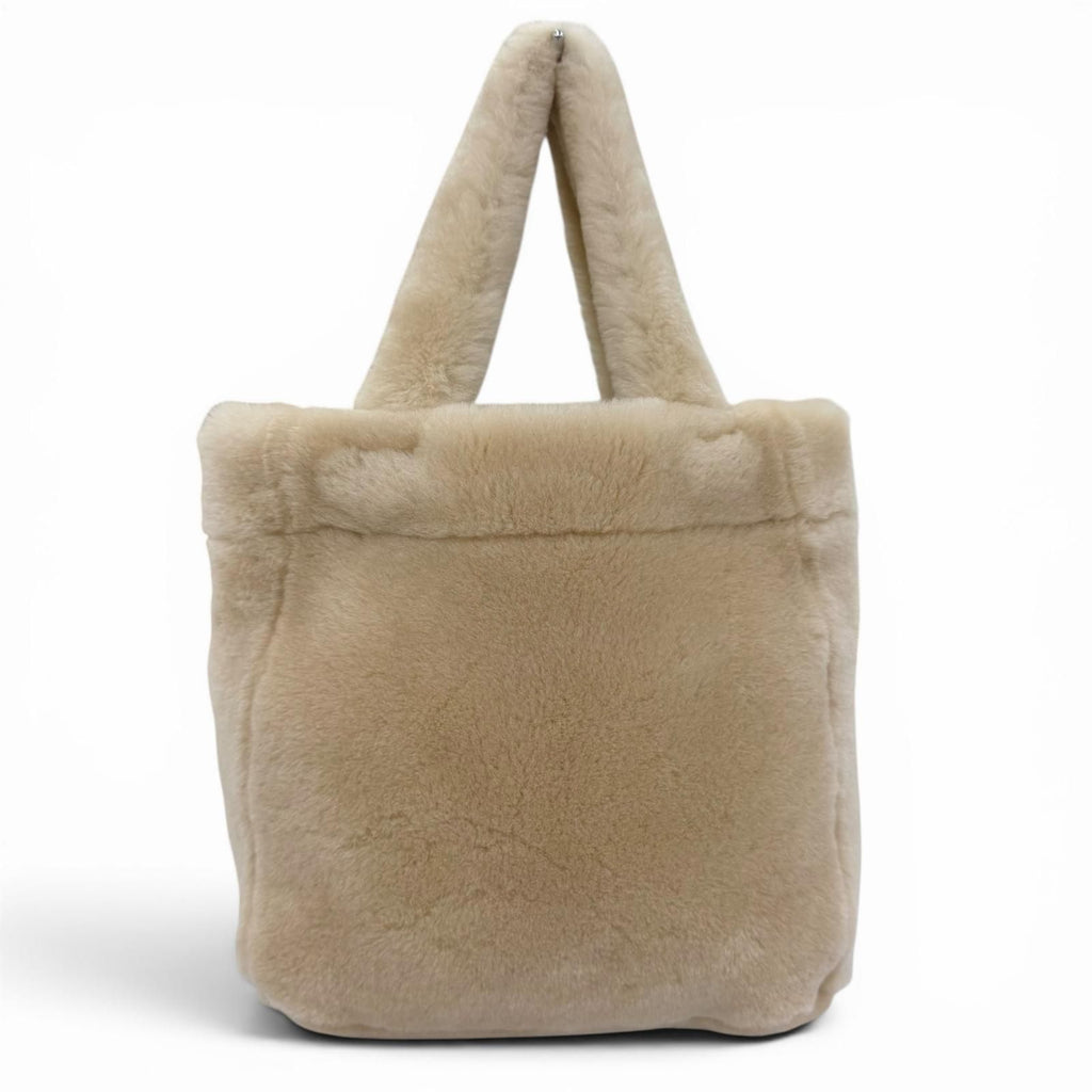 Prada Terry Shearling Tote Sheepskin Triangle Logo Pouch 2-Way Shoulder — view 3