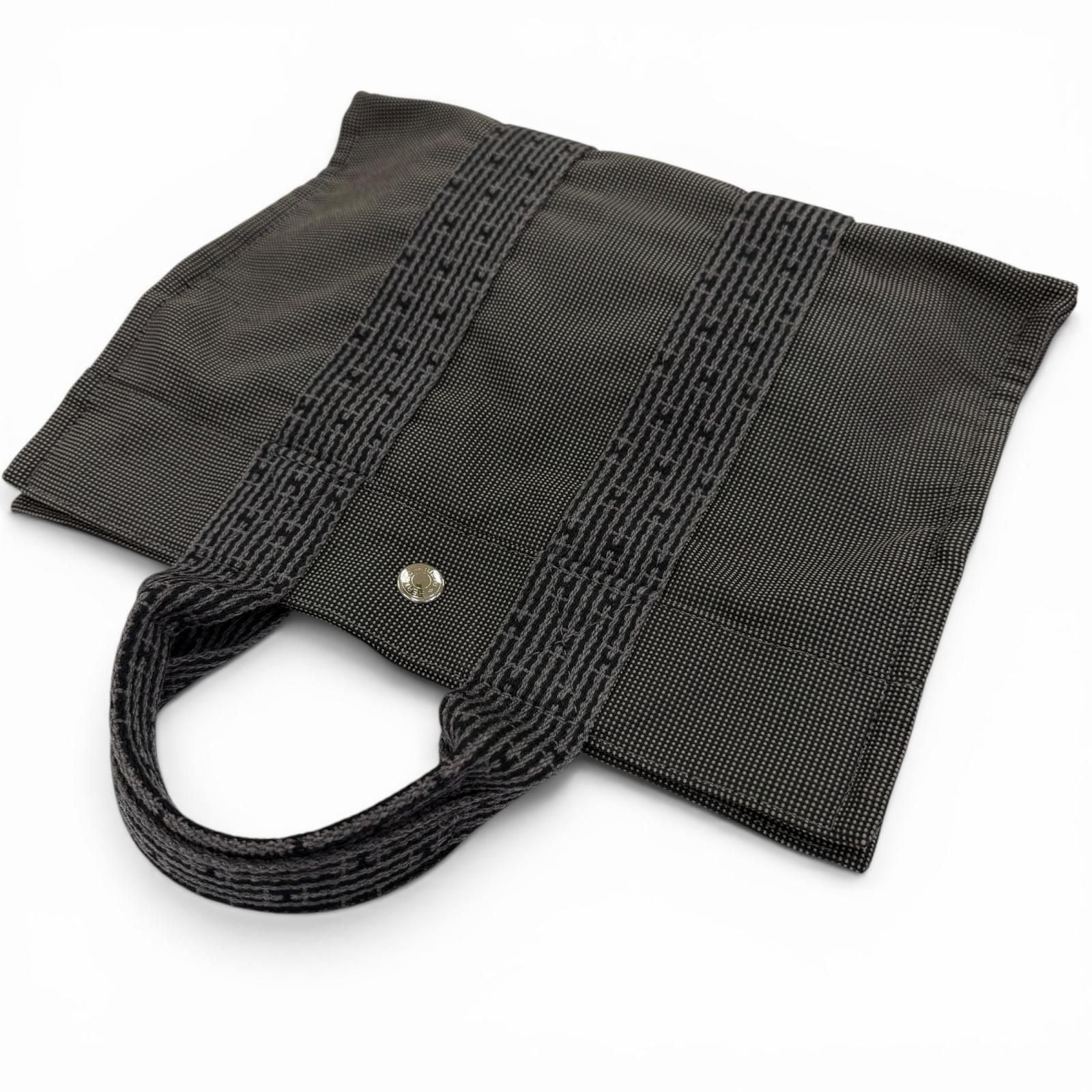 Hermes Her Line PM Silver Series Canvas Tote Gray — view 4