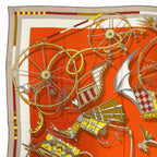 Hermes Carre Geant 140 Voitures en Rquilibre Cashmere Silk Blanc Orange Jaune — view 3