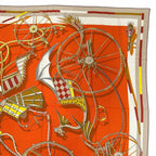Hermes Carre Geant 140 Voitures en Rquilibre Cashmere Silk Blanc Orange Jaune — view 4