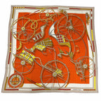 Hermes Carre Geant 140 Voitures en Rquilibre Cashmere Silk Blanc Orange Jaune