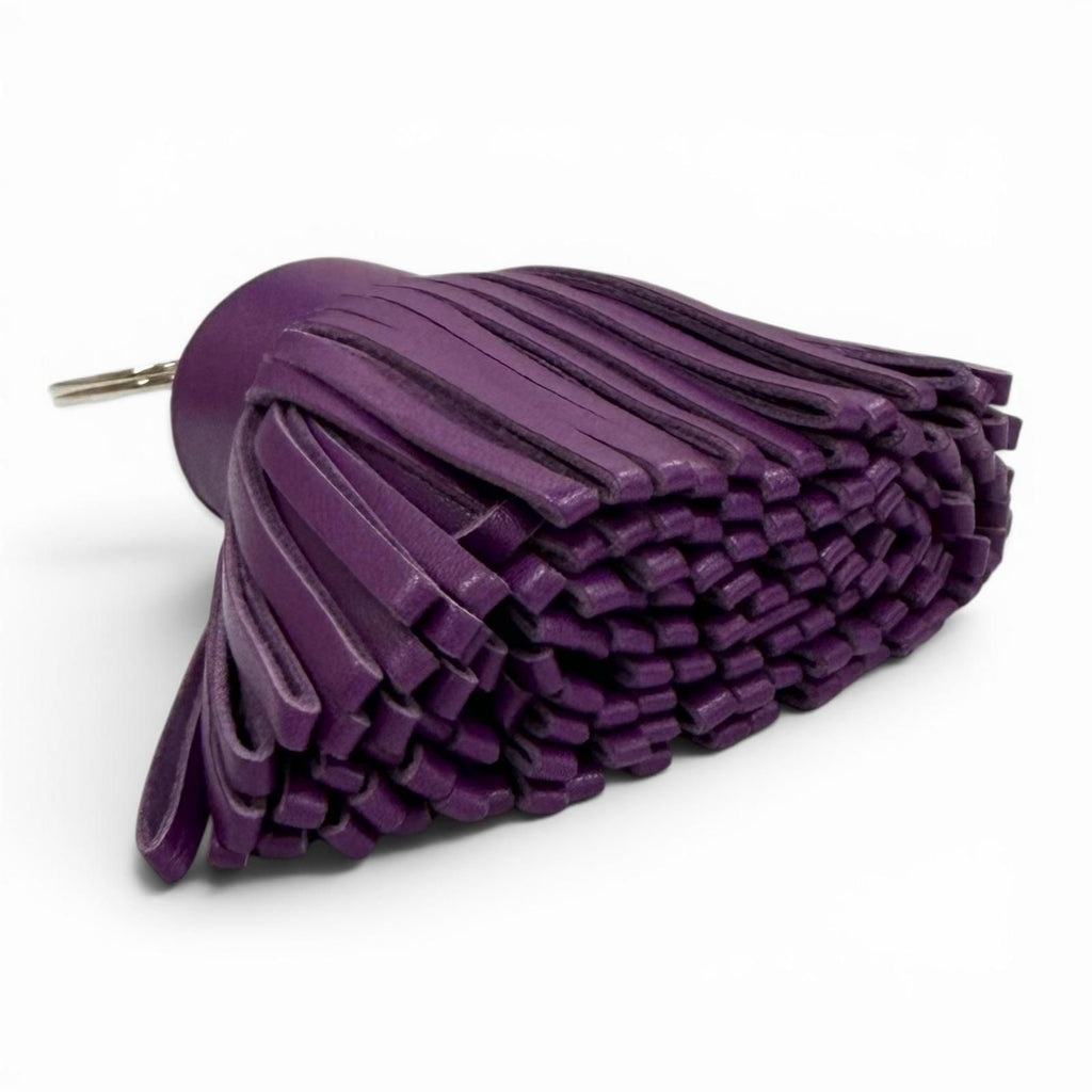 Hermes Carmen Violet Silver Tassel Leather Bag Charm Key Holder — view 5