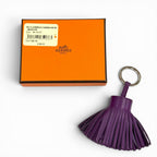 Hermes Carmen Violet Silver Tassel Leather Bag Charm Key Holder — view 2