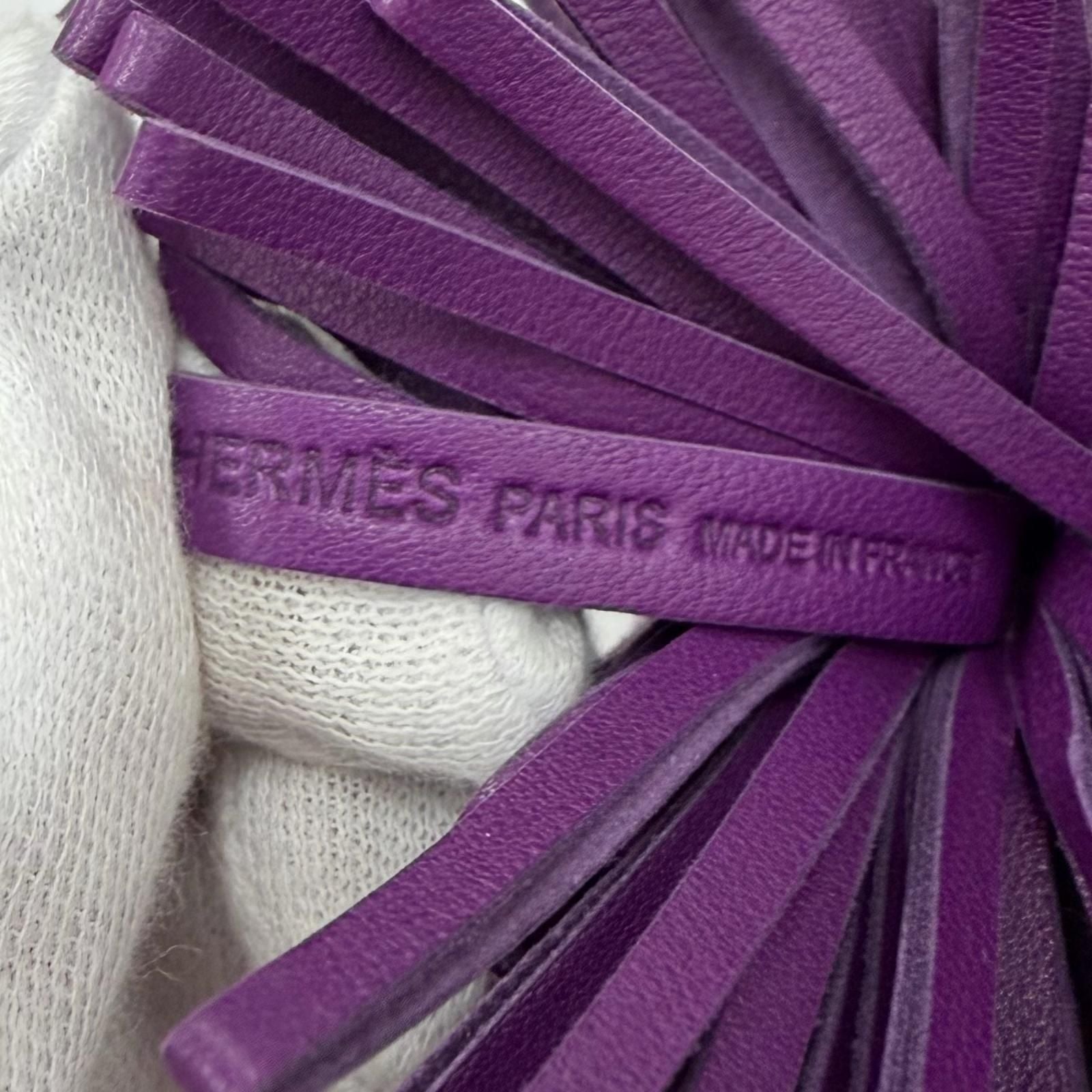 Hermes Carmen Violet Silver Tassel Leather Bag Charm Key Holder — view 7