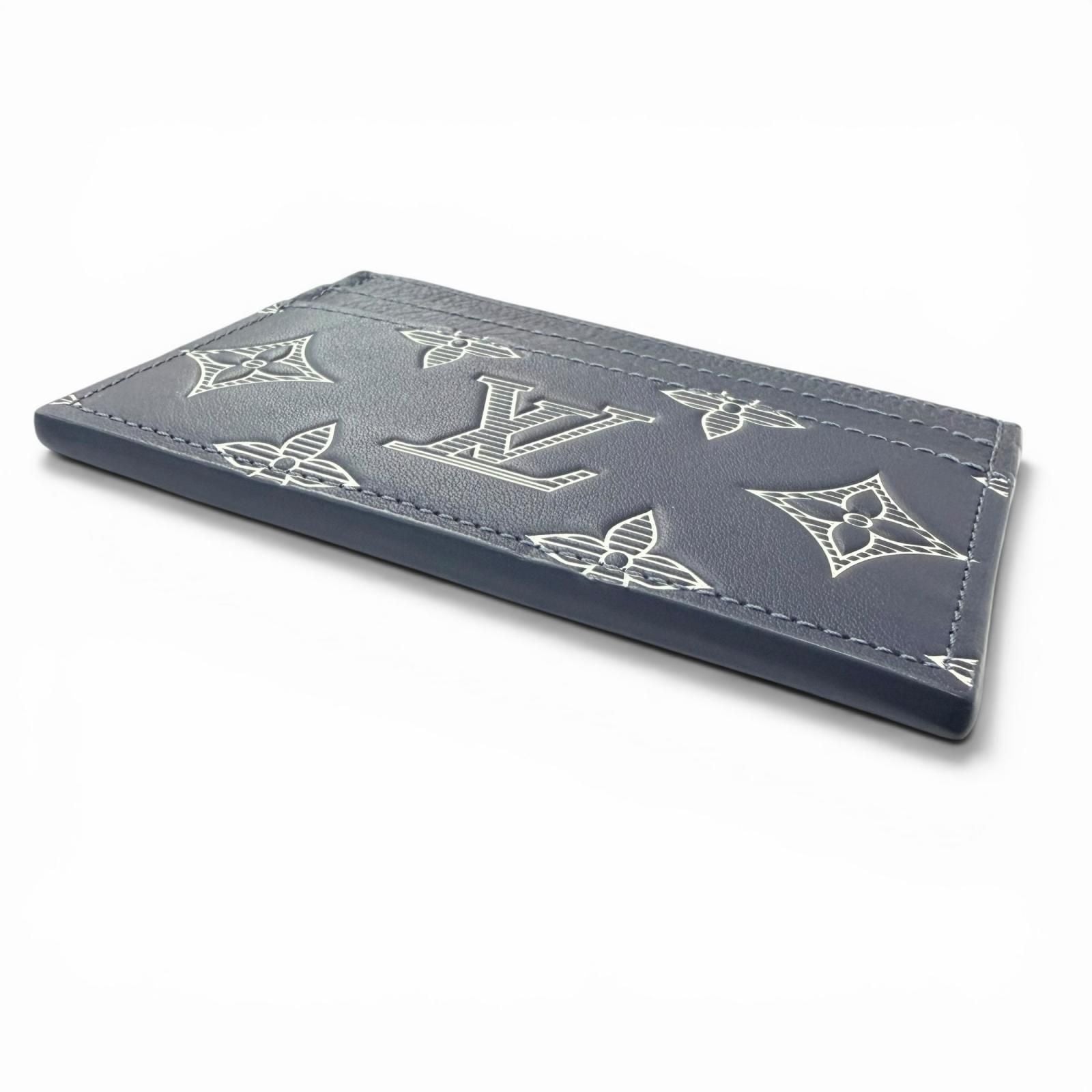Louis Vuitton Card Holder Double Monogram Shadow Leather Case Blue Marine — view 4