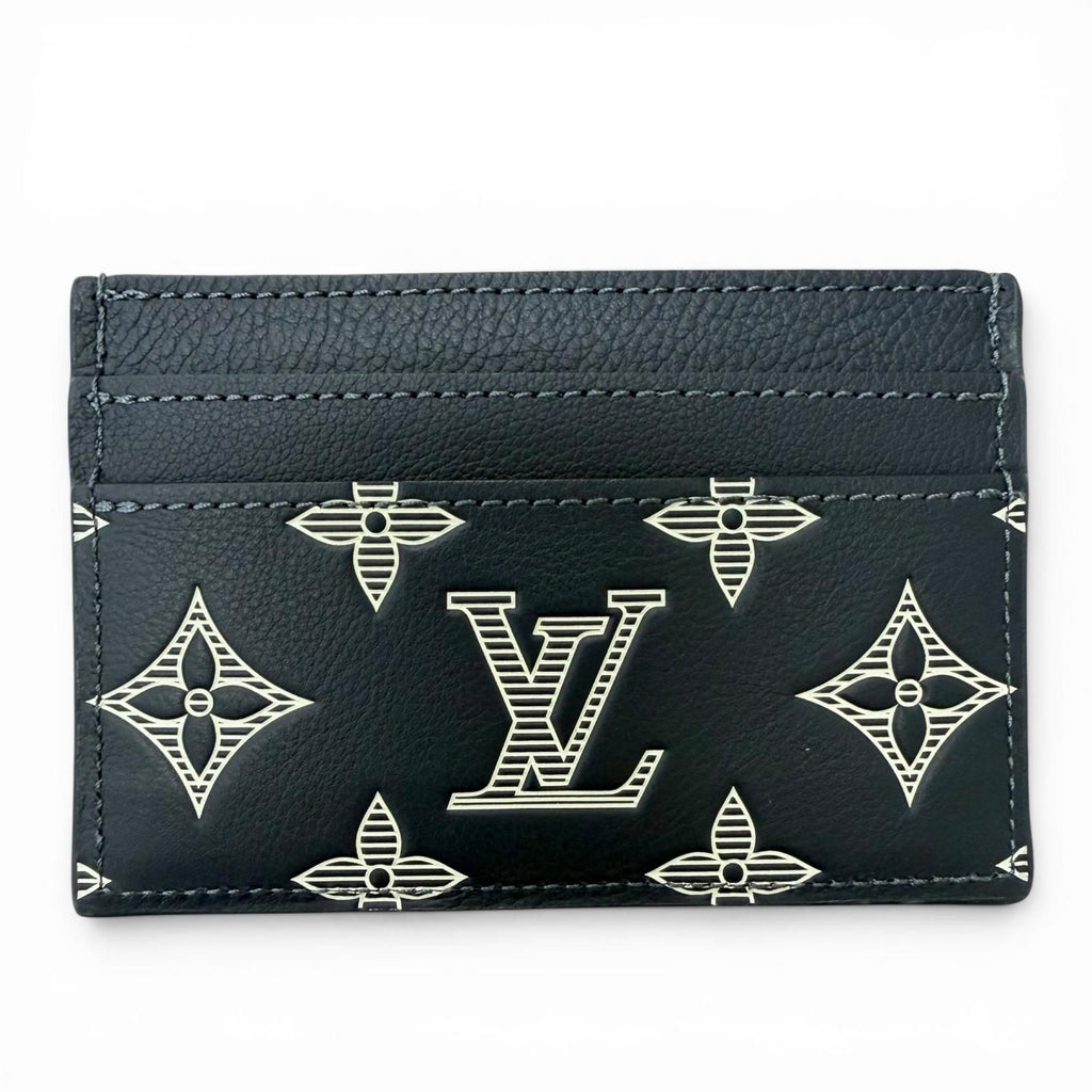 Louis Vuitton Card Holder Double Monogram Shadow Leather Case Blue Marine — view 2