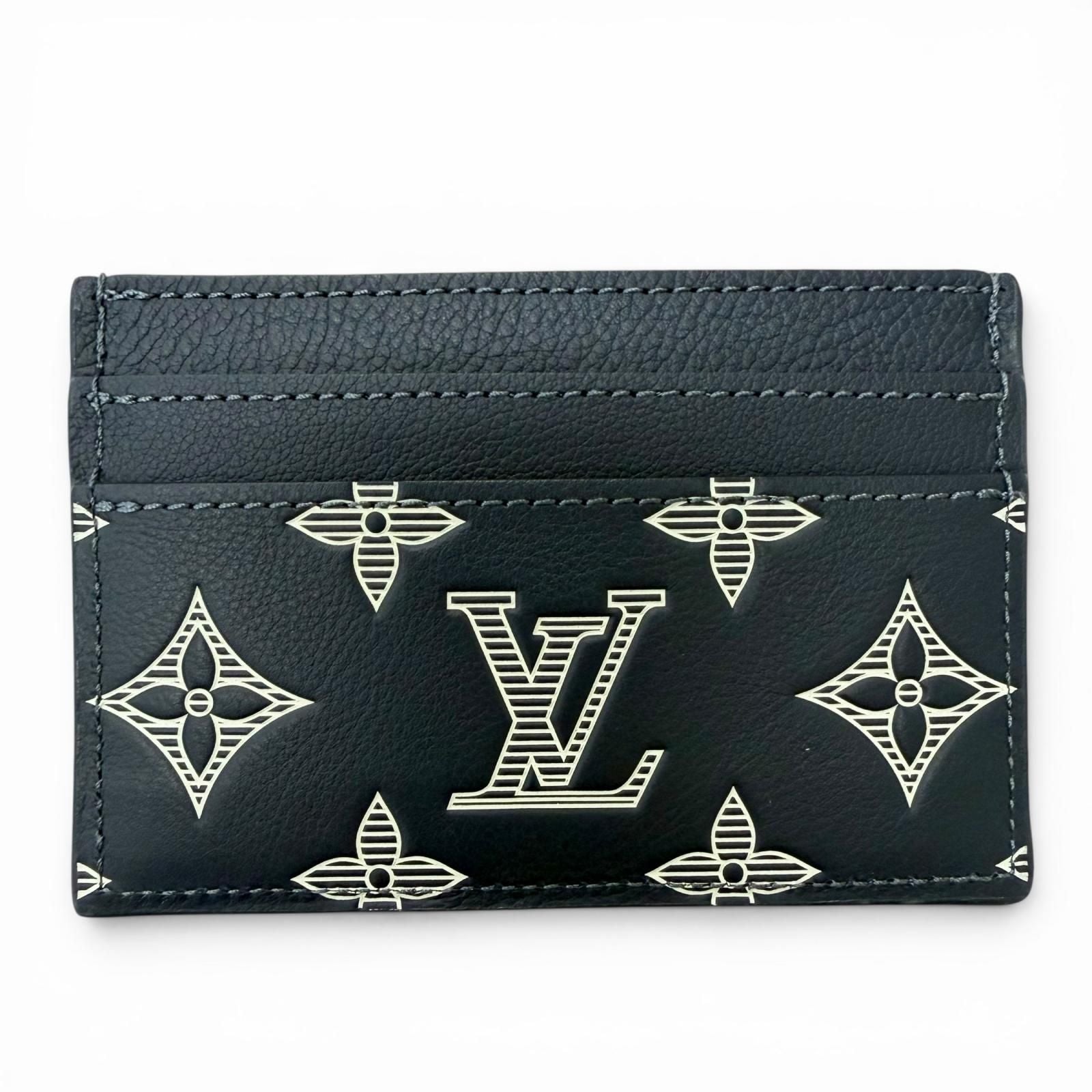 Louis Vuitton Card Holder Double Monogram Shadow Leather Case Blue Marine — view 2