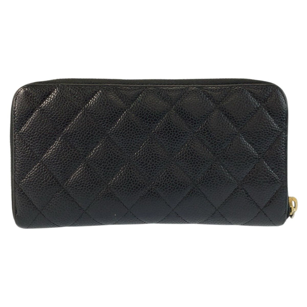 Chanel Quilted CC Logo Black Gold Leather Wallet — view 2