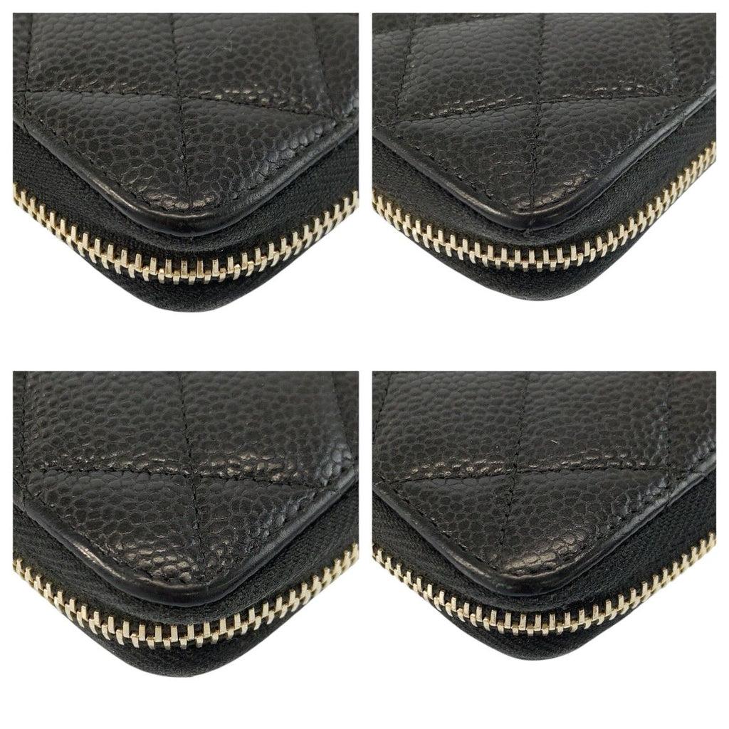 Chanel Quilted CC Logo Black Gold Leather Wallet — view 7
