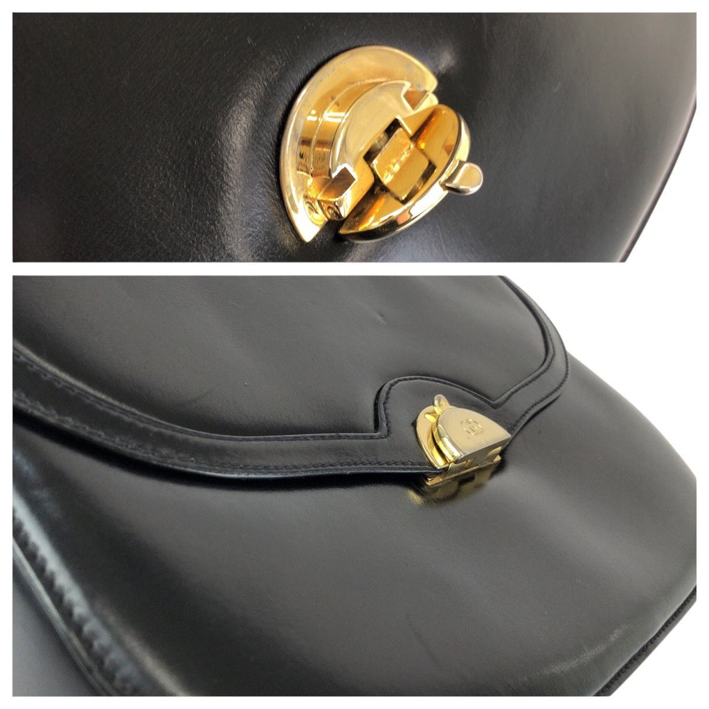 Gucci Vintage Black Gold Leather Shoulder — view 6