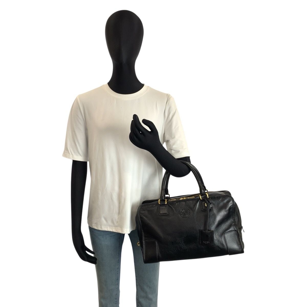Loewe Amazona 36 Black Gold Leather Boston — view 6