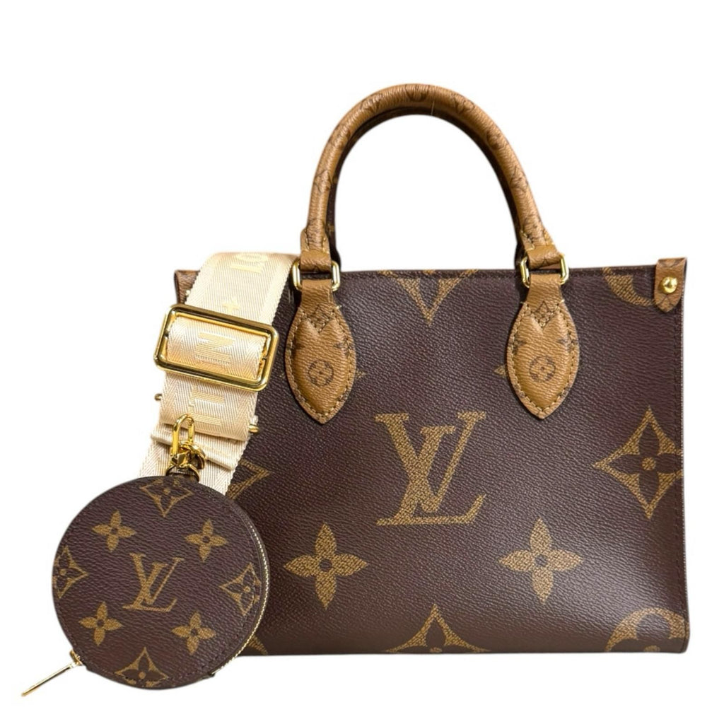 Louis Vuitton On The Go PM Monogram Giant Shoulder Bag Brown
