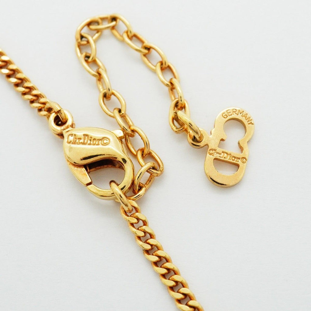 Dior Necklace Logo Oval Gold Plated Rhinestone — view 4