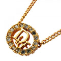 Dior Necklace Logo Oval Gold Plated Rhinestone