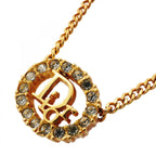Dior Necklace Logo Oval Gold Plated Rhinestone