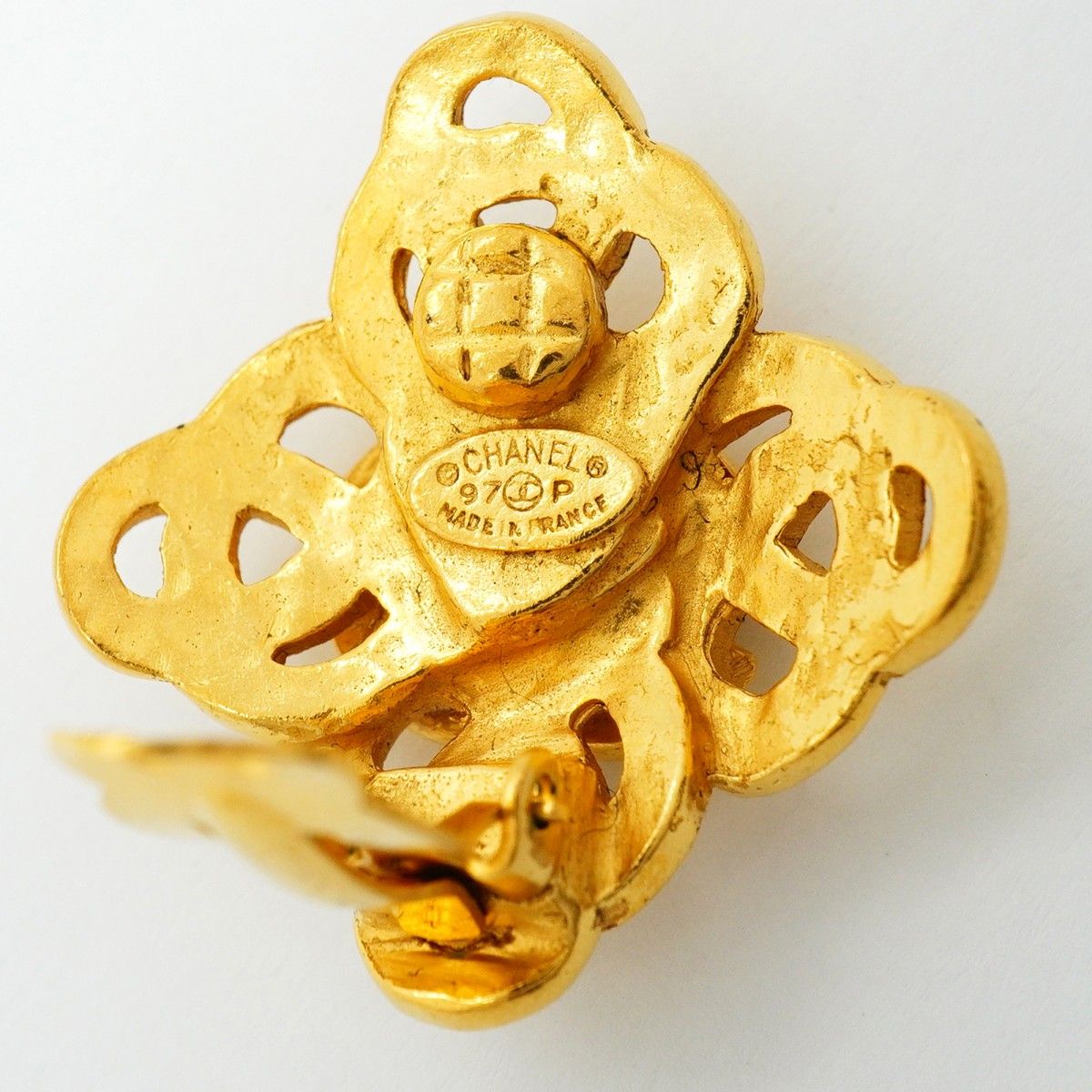 Chanel Earrings Vintage CC Logo Gold Plated — view 4