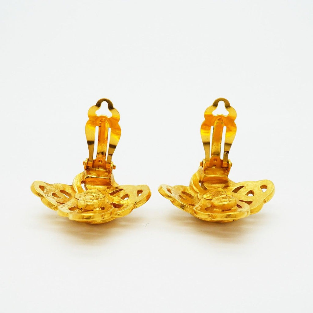 Chanel Earrings Vintage CC Logo Gold Plated — view 7