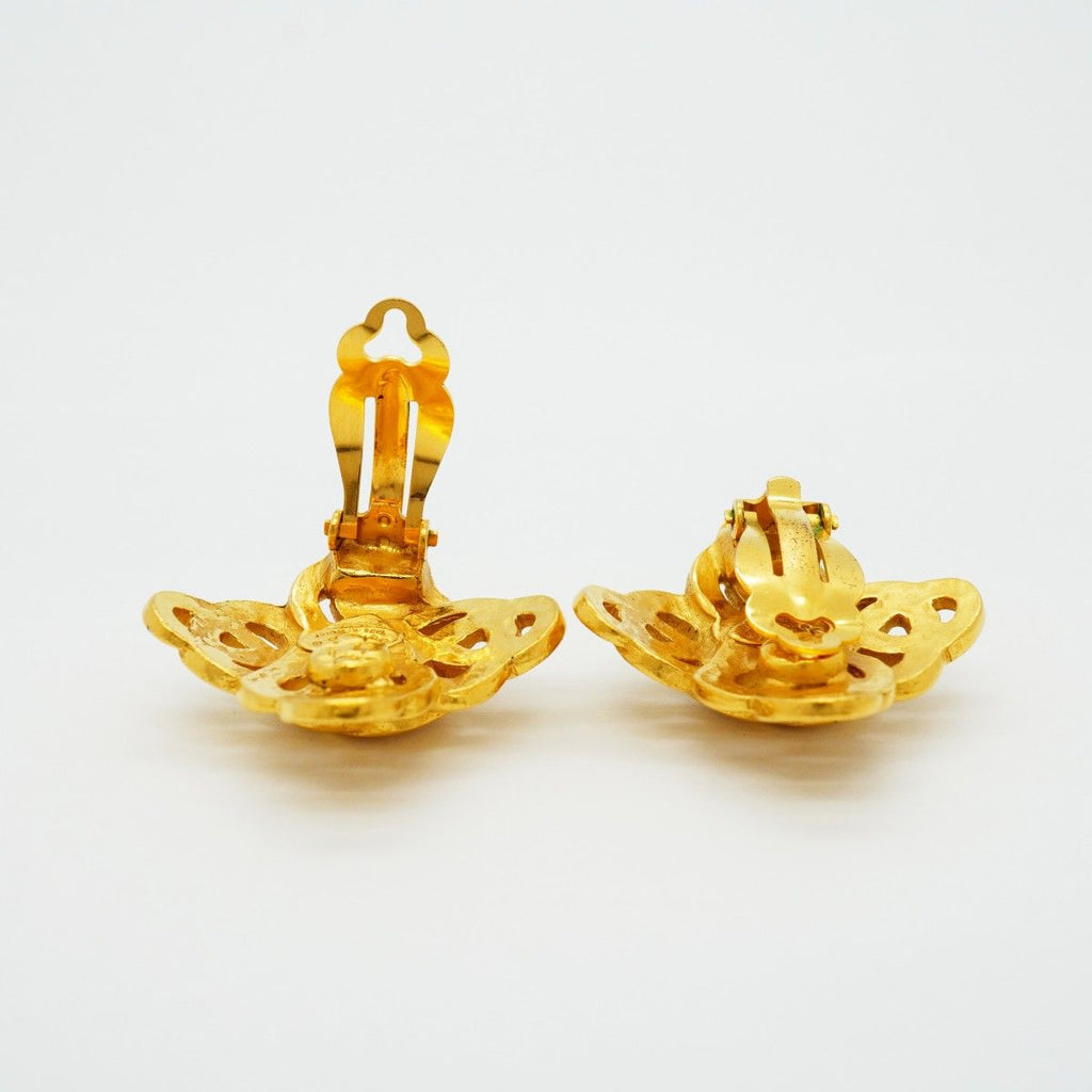 Chanel Earrings Vintage CC Logo Gold Plated — view 3