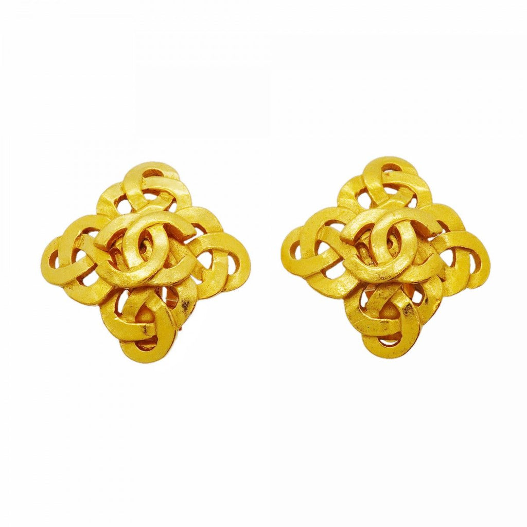 Chanel Earrings Vintage CC Logo Gold Plated