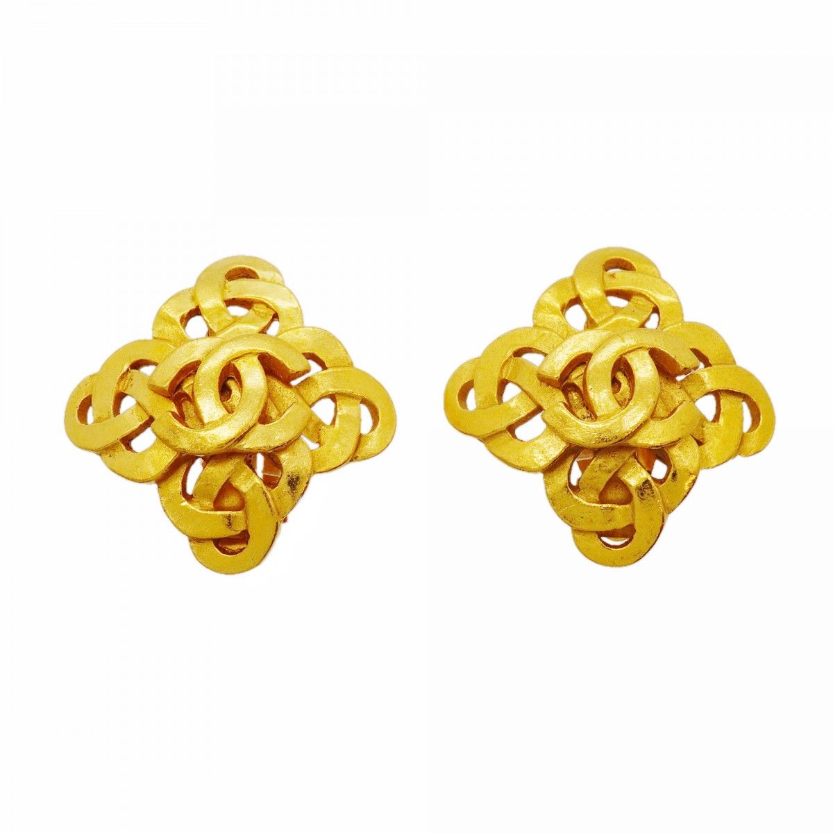 Chanel Earrings Vintage CC Logo Gold Plated