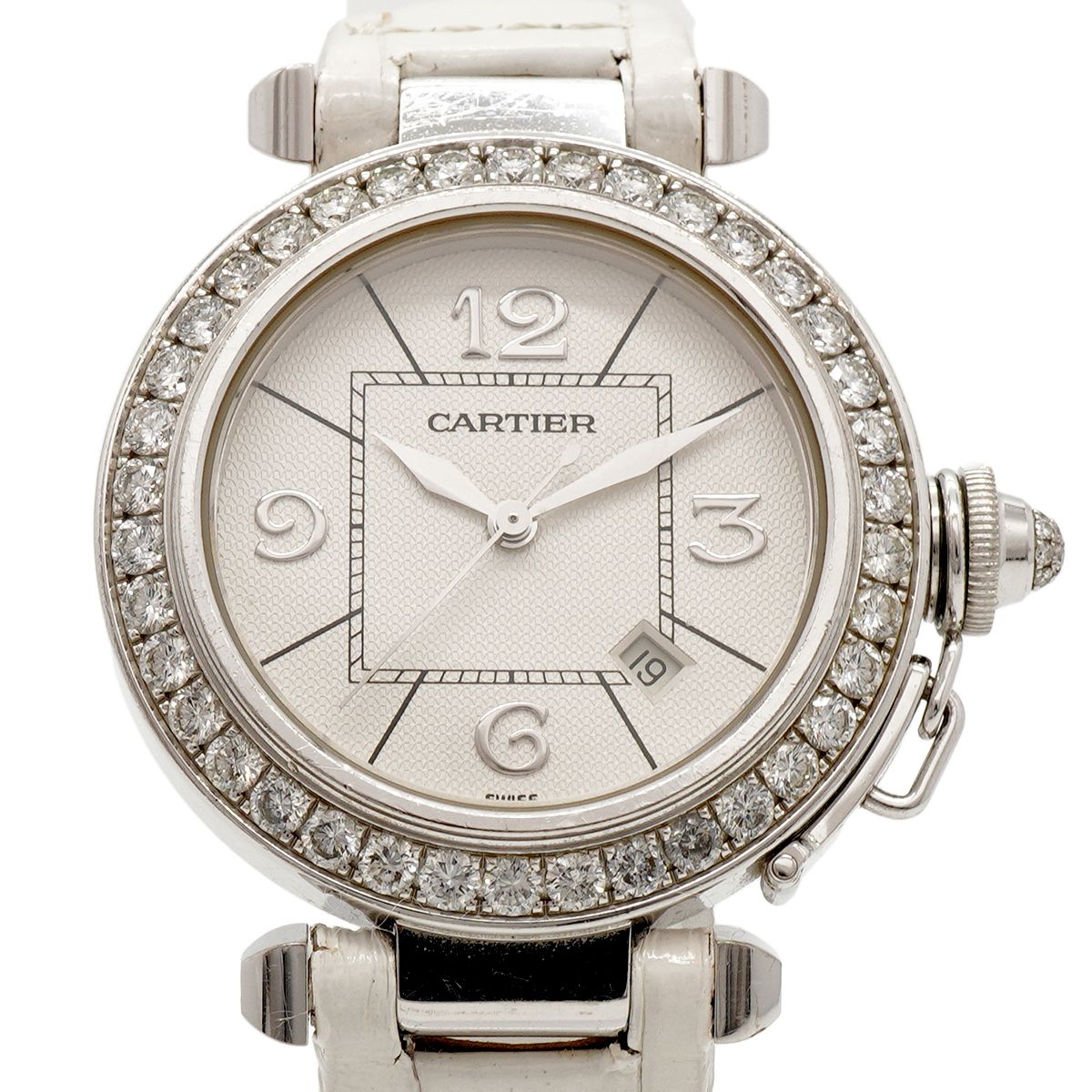 Cartier Pasha Diamond WG Silver Dial Watch