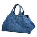 Prada Handbag Canapa Denim Navy Gold