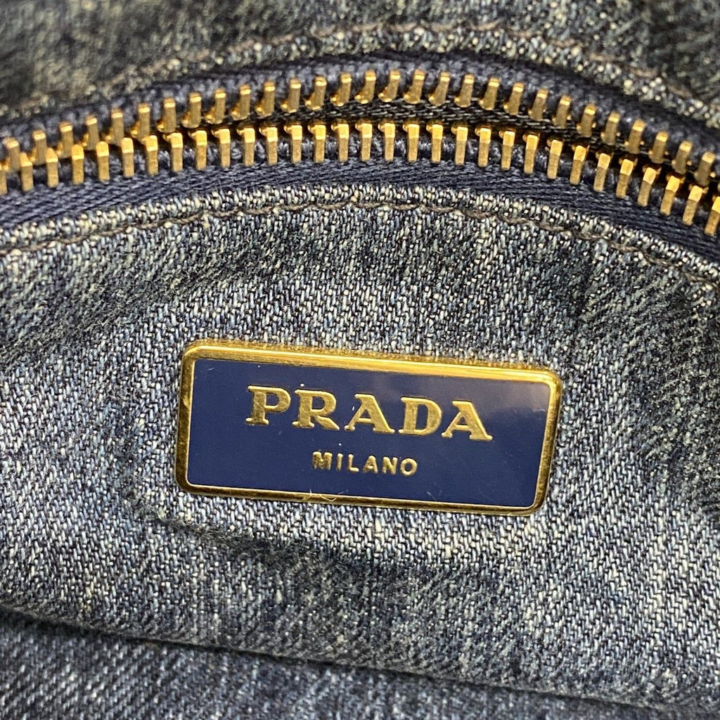 Prada Handbag Canapa Denim Navy Gold — view 5