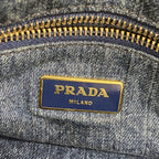 Prada Handbag Canapa Denim Navy Gold — view 5